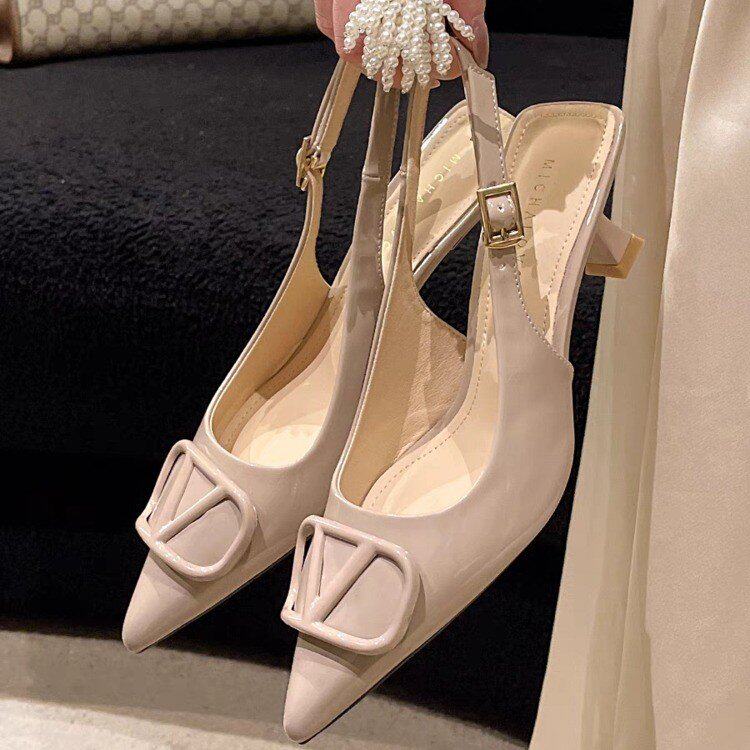 气质小众设计感尖头高跟鞋女2026新款夏季低跟3cm细跟百搭宴会凉