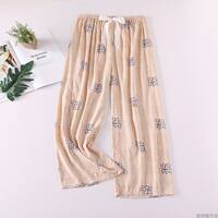 Gongsatin cotton silk pajama pants for women, summer cartoon cotton silk long pants, pure cotton thin mosquito-proof home pants, can be worn over wide-leg pants thumbnail 3