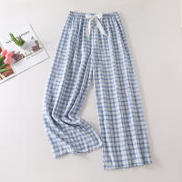 Pajama pants, women's summer checkered style long pants, cotton silk thin cotton silk fashionable home air conditioning pants, slimming, can be worn over wide-leg pants thumbnail 8