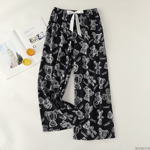 贡缎绵绸睡裤女夏纯棉薄款凉凉裤