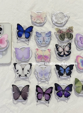 ins甜美蝴蝶结可爱少女手机壳支撑气囊可伸缩吸附magsafe磁吸支架