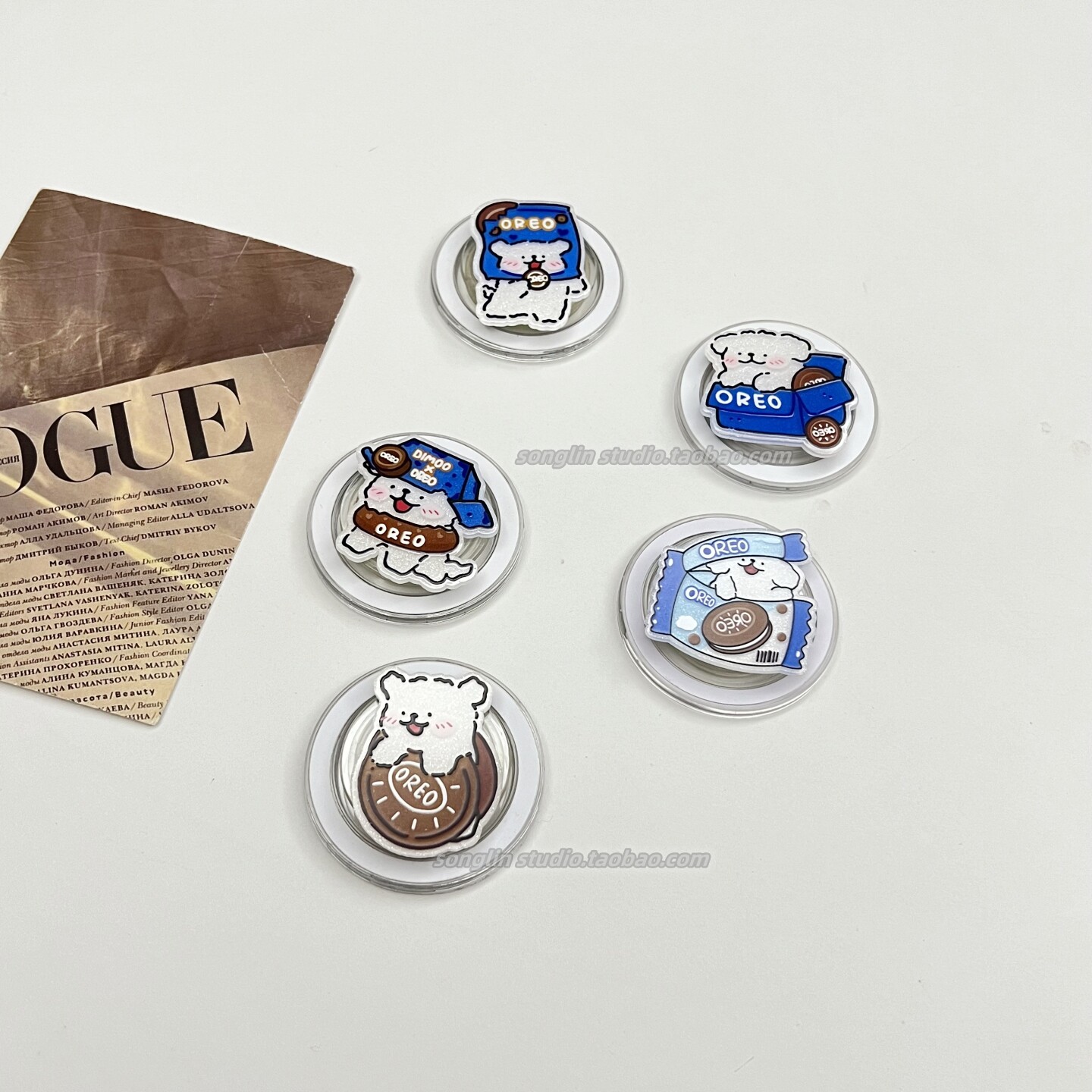 卡通奥利奥线条可爱小狗手机壳可伸缩支撑桌面吸附magsaf磁吸支