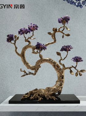 办公室发财树水晶装饰摆件