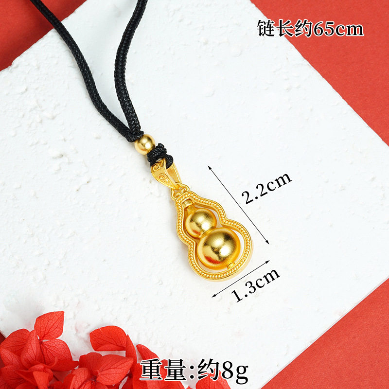 越南沙金福禄葫芦双层项链图片