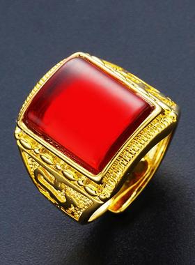 正品真金戒指男款男士送老公