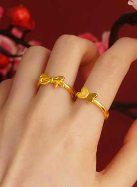 2026沙金蝴蝶结开口女士戒指