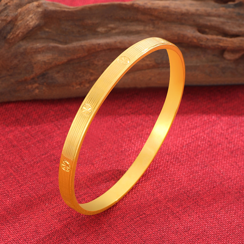 沙金钻纹手镯时尚简约女款手环手链黄金色镀金磨砂高级首饰品时尚