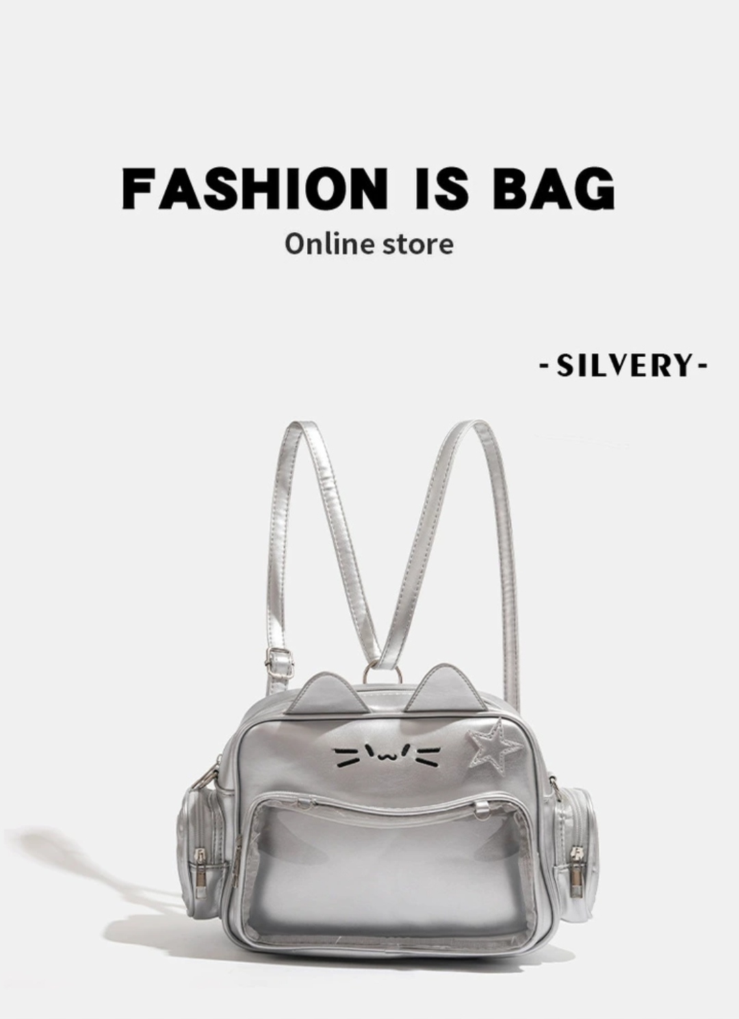 Star Fragment Box超酷时尚机械猫咪痛包日系小食量透明双肩痛包