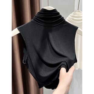 高领假领子百搭女木耳边皮肤衣高档衣领内搭堆堆领无袖背心打底衫