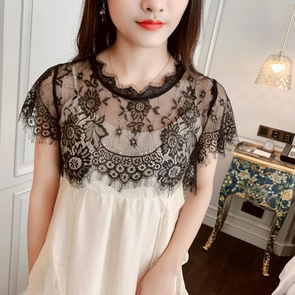假领子女百搭假领洋气外搭配防走光裙秋冬打底衫白色蕾丝披肩罩衫