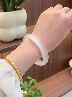 白月光天然东陵玉金丝玉贵妃镯高级感古风小众气质轻奢绝美女手镯