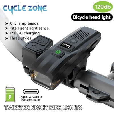 Smart Bicycle Front Light Rechargeable Bike Headlight with H