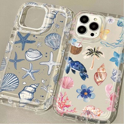 Blue Ocean Animals Phone Case For iPhone 16 15 14 Pro 13 12