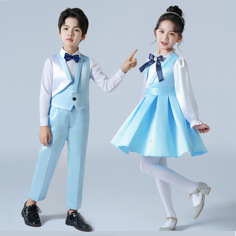 元旦儿童合唱服中小学生演出服男女童爱国诗歌朗诵表演主持人礼服