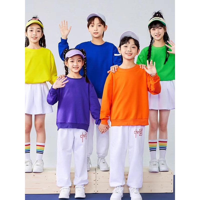儿童卫衣演出服糖果色幼儿园合唱表演服装小学生毕业照啦啦队班服
