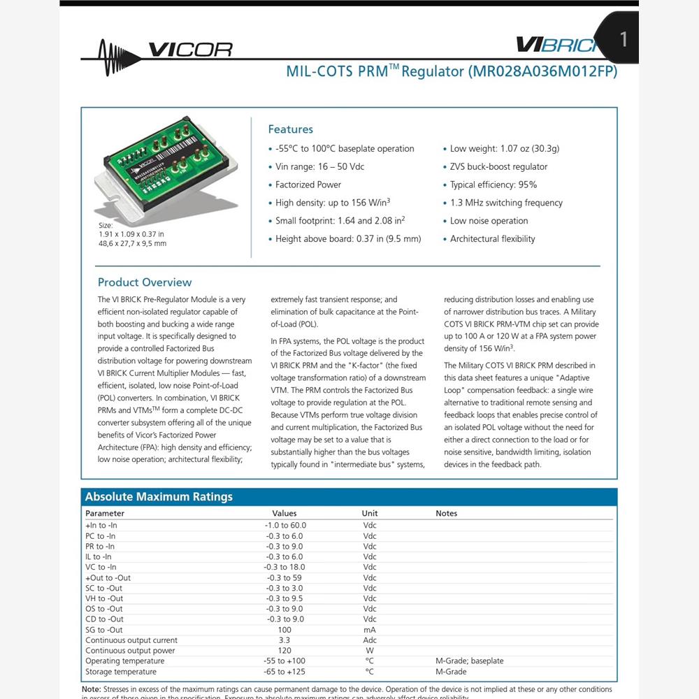 源头厂家VICOR电源模块MR