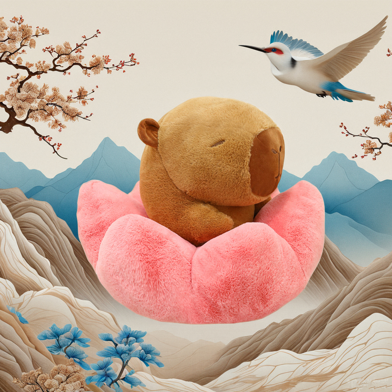 莲花佛系卡皮巴拉玩偶水