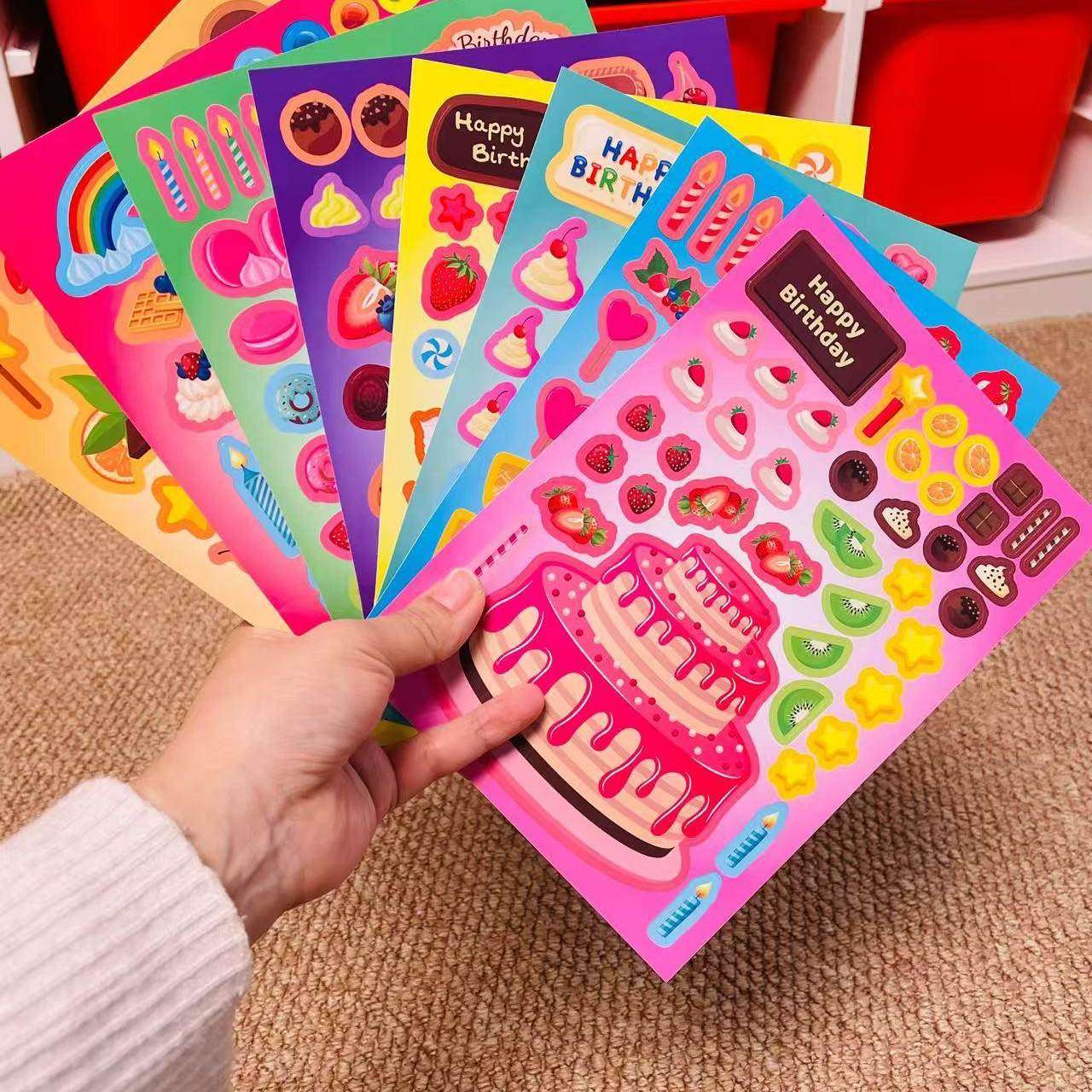 美味千层蛋糕拼图贴纸生日快乐儿童手账DIY装饰创意动脑拼图贴画,玩具/童车/益智/积木/模型,贴纸,淘宝优惠券,粉丝福利购,淘宝优惠卷