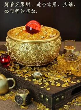 纯铜聚宝盆摆件招财聚财神米缸钱罐开业新家居乔迁礼品客厅装饰品