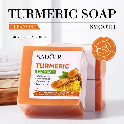 Face body Turmeric soap bar shrink pores remove acne clean