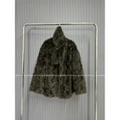 Narcos25冬新款 小湖羊皮毛一体V领皮草大衣女气质简约环保毛外套