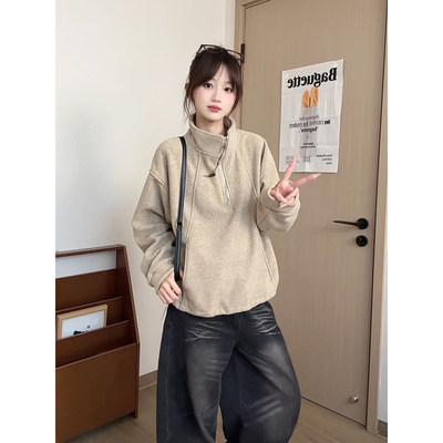 半拉链立领卫衣女秋冬季2