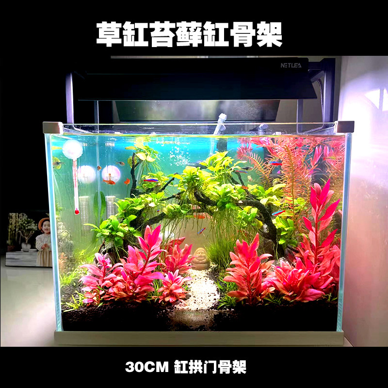园艺盆景水草鱼缸草缸沉木松皮石浮石造景石一体骨架懒人创意造景