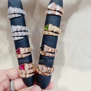 宽窄925银满钻蛇戒指戒子中食指环女开口欧美时尚轻奢小众设计感