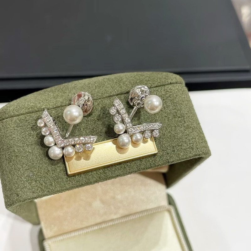 约瑟芬珍珠皇冠耳钉女V型镶钻耳饰925银针小众轻奢高级感