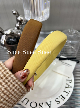 韩国东大门绝美秋冬落日黄色显白海绵宽版发箍基础气质高级感头箍