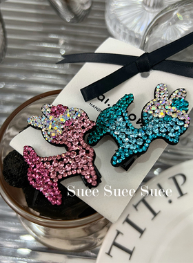 韩国东大门nyunyu新款进口水钻满钻小麋鹿卡通可爱小鹿鸭嘴碎发夹