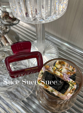 韩国FRANCE进口镂空方形简约法式方块醋酸鲨鱼夹中号高级感抓夹子