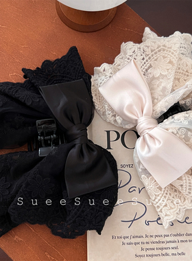 韩国东大门法式浪漫蕾丝蝴蝶结马尾夹洋气时尚气质盘发抓夹女发夹