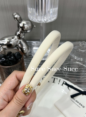 韩国东大门基础款奶白色细版增高颅顶发箍纯色缎面简约款时髦发卡