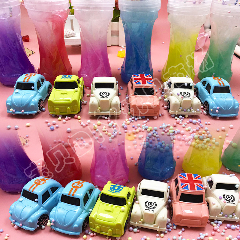 水晶泥无毒不粘儿童迷你小汽车摆件玩具男孩彩泥起泡胶重复使用
