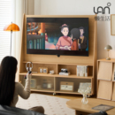 懒生活实木电视机移动支架原木风家用落地储物架子65寸电视柜支架