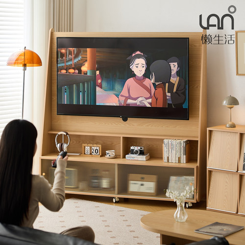 实木电视机移动支架65寸电视柜