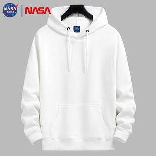 NASA原创纯棉重磅加绒连帽卫衣男休闲宽松纯色男女运动帽衫外套潮