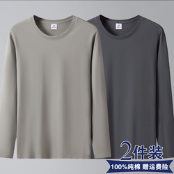 2件100%纯棉长袖T恤男春秋季