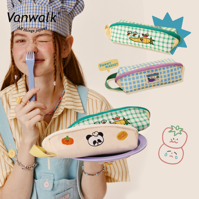 vanwalk fun market原创学生趣味手拿包可爱卡通拉链收纳文具笔袋