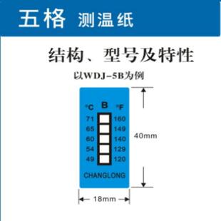 测温纸五格温度测温贴片组合式感温胶贴变色蜡片WDJ-5ABCD