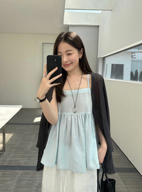 韩迅 落日胶片 夏日度假凉感交叉美背A字型吊带衫女2026新款26675
