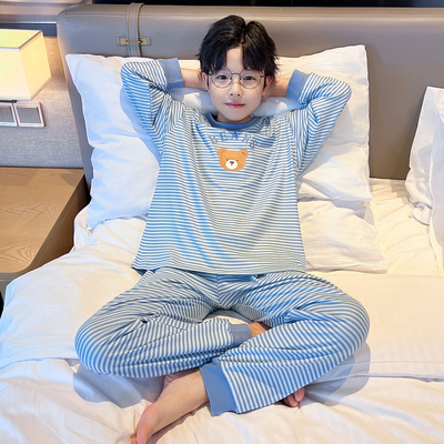 男童德绒睡衣秋冬季加厚保暖套装