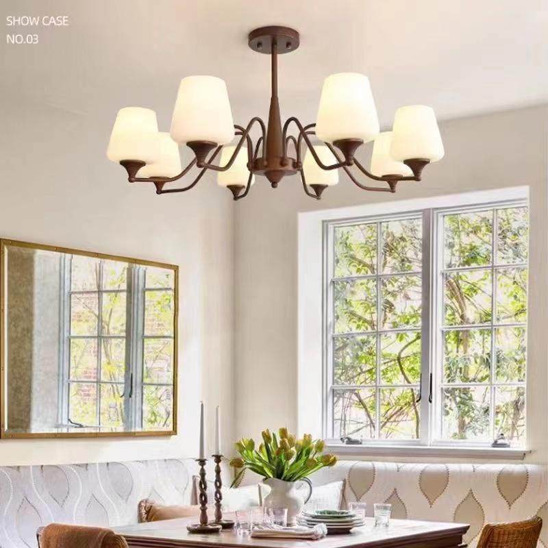 客厅灯美式中古风大厅主灯复古法式铁艺2024年新款古典餐厅书房灯