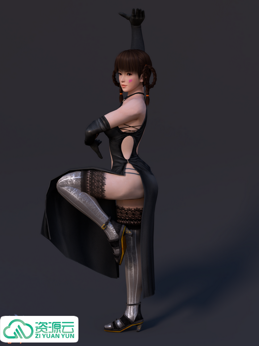 3dmax模型 游戏人物 手办风格 黑莲泳装太极拳天才少女雷芳次时代