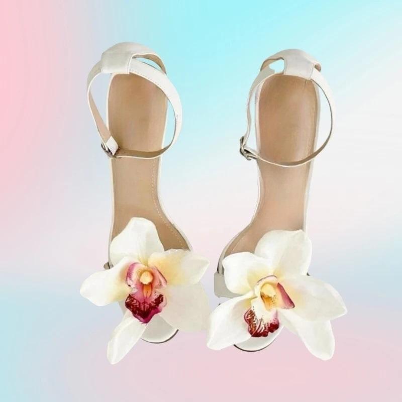 时装凉鞋 欧美花朵搭扣细跟外贸高跟鞋2025 sandals heels