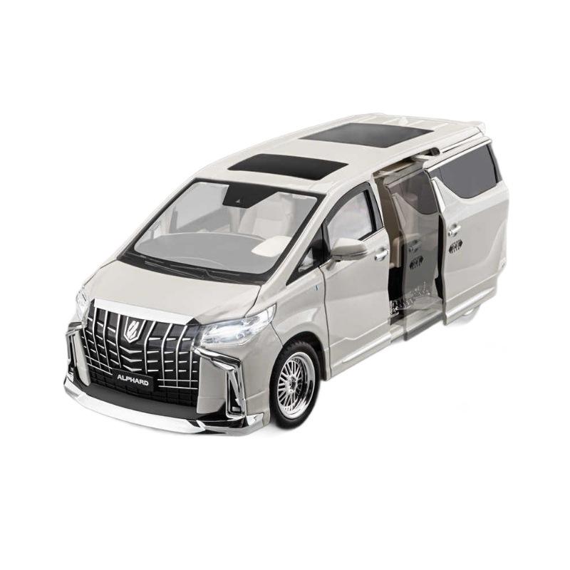 新款1:18丰田埃尔法电动门合金车模型仿真商务面包车摆件玩具车男