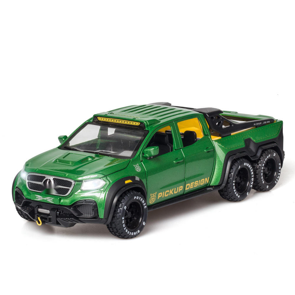 1(盒装）仿真1比28大奔X-Class Exy 6X6合金越野车模型摆件带声光