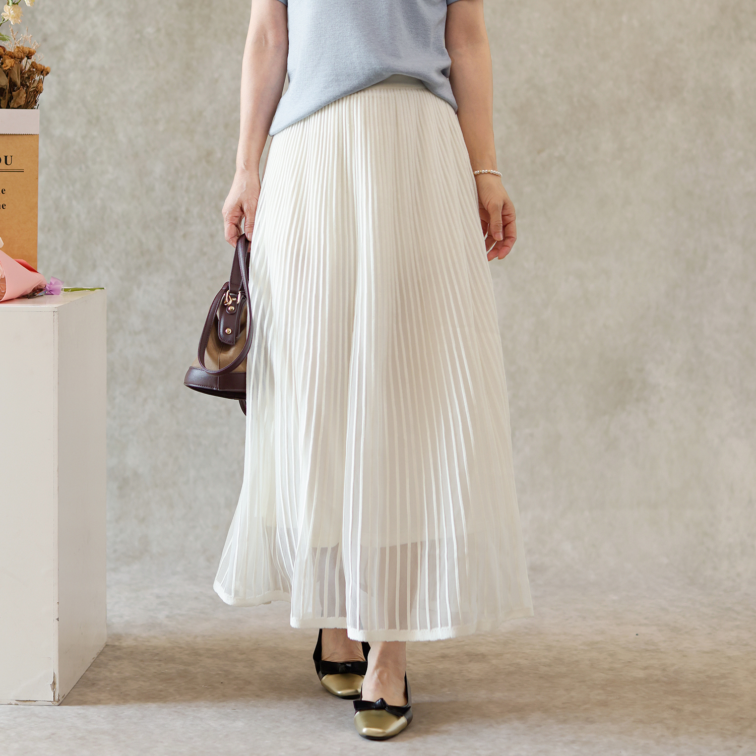 针织半身裙女网纱双层休闲