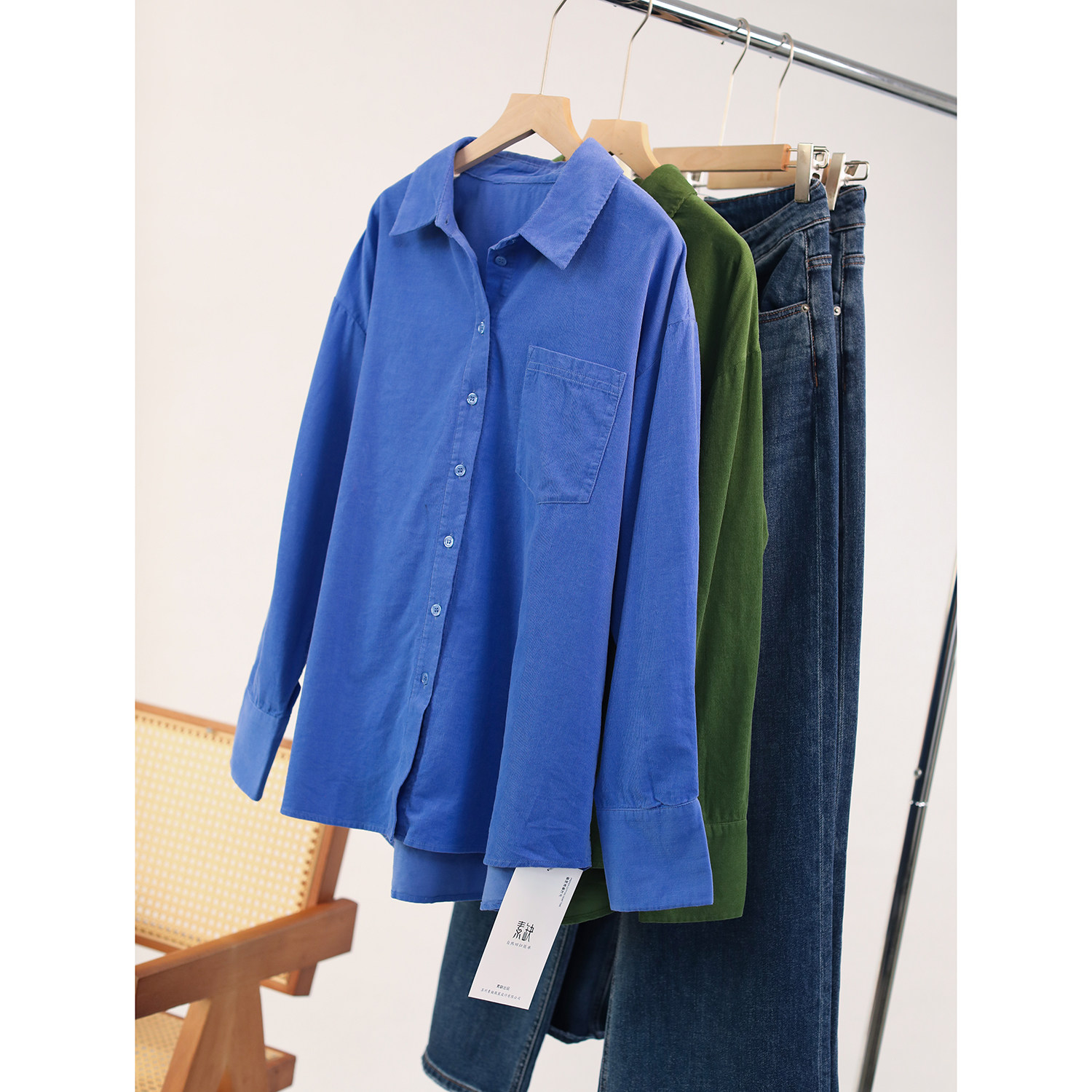 2026春复古港风灯芯绒衬衫女长袖宽松口袋设计休闲气质叠穿上衣,女装/女士精品,衬衫,淘宝优惠券,粉丝福利购,淘宝优惠卷